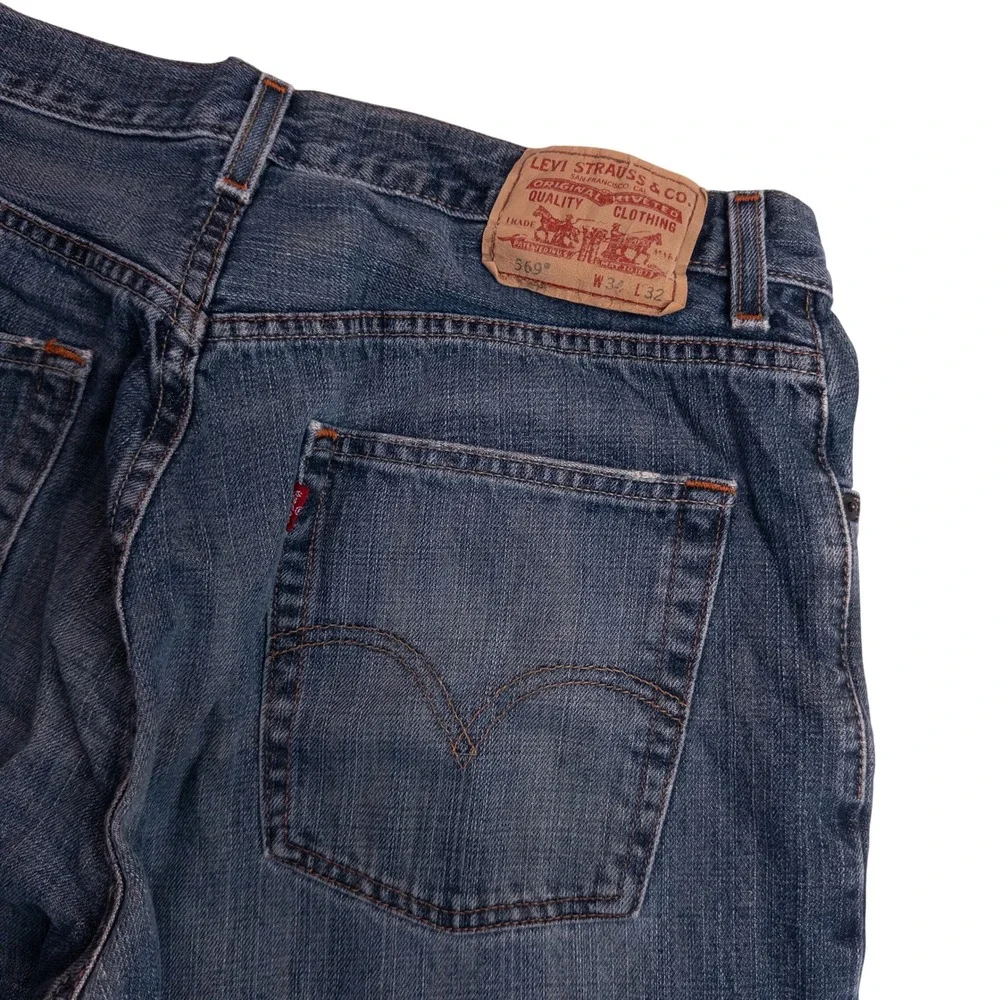 Levi's 569 Loose Straight Jeans Mens 34x32 Blue Good Y2K Baggy Denim